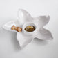 Mellow Monkey VIDA Ocean Starfish Chip and Dip in white ceramic. Features a central bowl for dip and wide sections for chips.