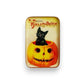 Mellow Monkey set of three vintage-style Halloween metal trinket trays featuring black cats, witches, and pumpkins.