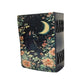 Mellow Monkey Vintage Leather Spellbook with black cat, moon, and floral design. 5x7 inches, 200 pages.