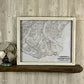 Mellow Monkey vintage 1940s nautical map of Lordship and Milford Point in a white reclaimed wood shadowbox frame.