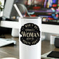 Mellow Monkey waterproof vinyl sticker with I Won't Be Remembered quote applied to a white tumbler on a desk