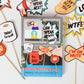 Mellow Monkey virtual meeting photo props with 14 humorous handheld signs for funny Zoom conference call interactions.