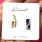 Mellow Monkey handmade vodka bottle and energy drink can stud earrings on a white display card.