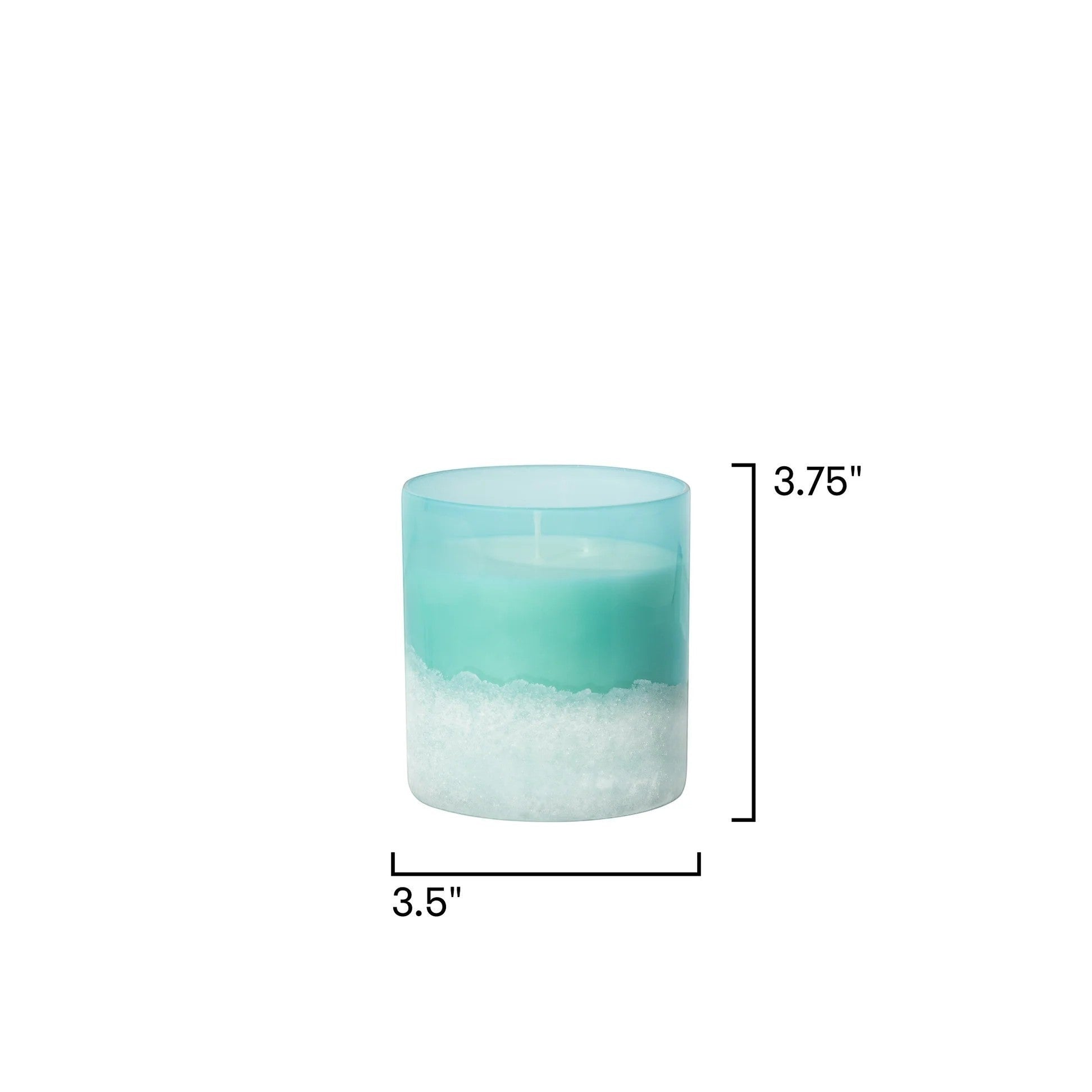 Mellow Monkey Volcano Artisan Luce d'Almafi 8-oz tumbler candle in a turquoise jar with sea glass finish and white wax.