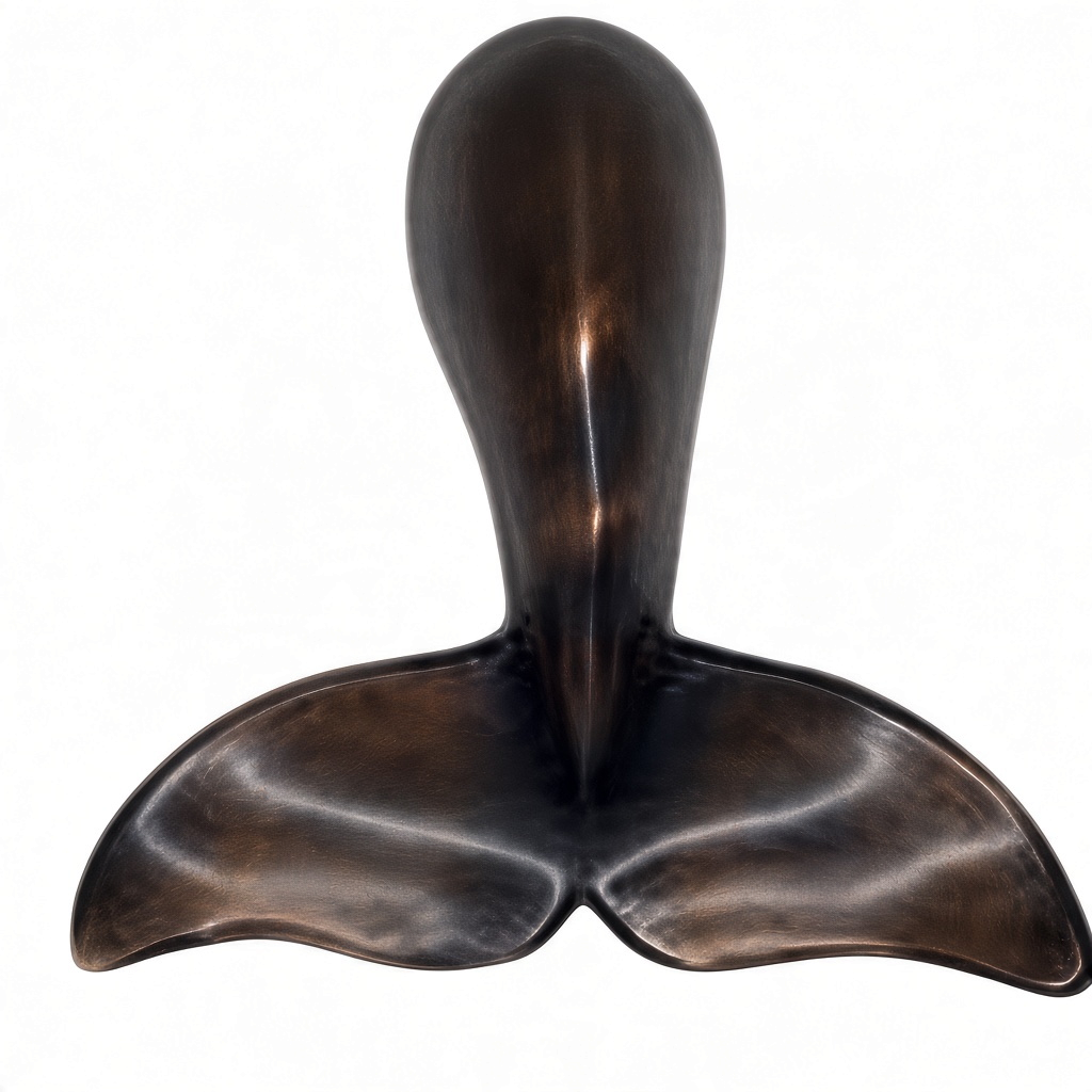 Mellow Monkey whale tail door knocker in oiled bronze cast brass with a polished coastal design