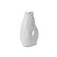 Mellow Monkey white ceramic fish vase, 12-inch, handcrafted with detailed scales and fins, ideal for flowers.