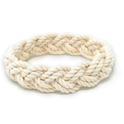 Mellow Monkey white cotton cord nautical sailor knot bracelet with a classic woven design.