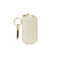 Mellow Monkey white vegan leather jewelry case with gold swivel snap clip and keyring.