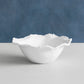 Mellow Monkey white melamine serving bowl with a beaded pearl rim, perfect for salads or chips.
