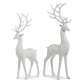 Mellow Monkey high-shine white resin deer figurines in two sizes for elegant holiday home decor.