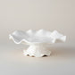 Mellow Monkey VIDA Havana white pedestal cake plate with ruffled edge, 14 inches, made of luxury melamine.