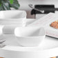 Mellow Monkey Olivia white stoneware square bowl with embossed weave design, perfect for casual or formal dining.