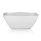 Mellow Monkey Olivia white stoneware bowl with embossed weave design and organic shape.