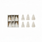 Mellow Monkey set of six white stoneware Christmas trees for holiday mantel and table decor