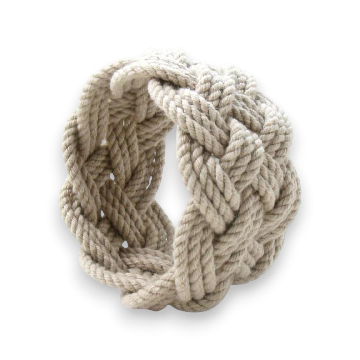 Mellow Monkey wide white cotton cord Turks Head knot sailor bracelet with 5 leads and 9 bights
