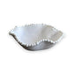 Mellow Monkey white melamine wavy mini bowl with pearl rim, 7 inches, perfect for dips and salsa.