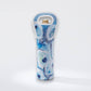 Mellow Monkey Ebb and Flow wine tote with blue abstract art, made of neoprene, fits 750ml-1L bottle.