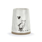 Mellow Monkey Winnie-the-Pooh stoneware bud vase featuring a hand-drawn Pooh bear and heart design, 3-inch height.