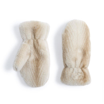 Mellow Monkey winter white Polar Plush mittens featuring a soft texture and tonal chevron pattern with fleece lining.