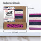 Mellow Monkey Witching Hour artisan soap bar with bat and moon design in a kraft window box with dimensions labeled