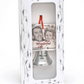 Mellow Monkey It's a Wonderful Life silver bell ornament with red satin cord in a decorative gift box