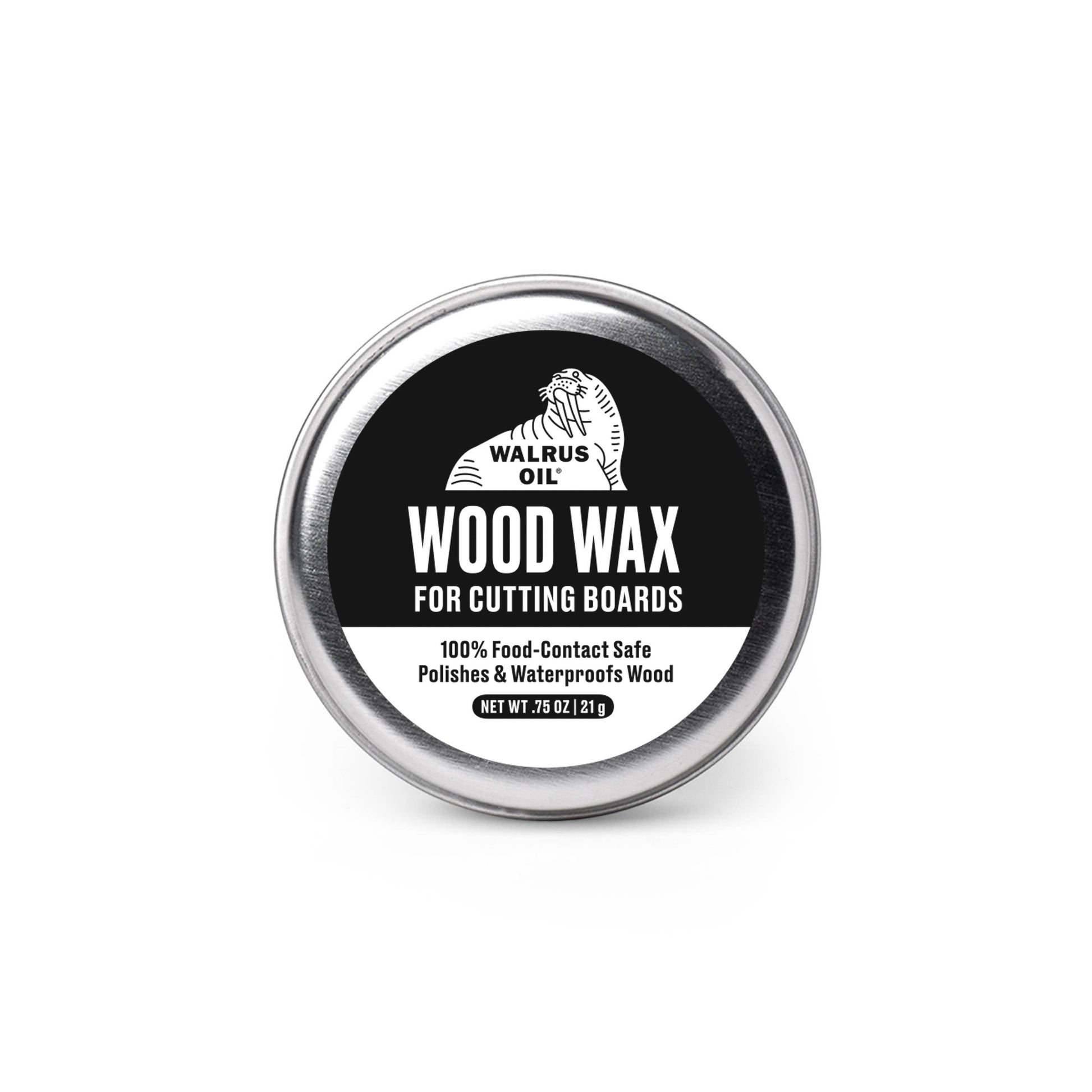 Mellow Monkey Wood Wax for Cutting Boards, 0.75 oz tin with beeswax, coconut oil, and vitamin E for polishing and waterproofing.