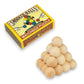 Mellow Monkey wooden ball pyramid puzzle made of natural light wood spheres arranged in a triangular stack
