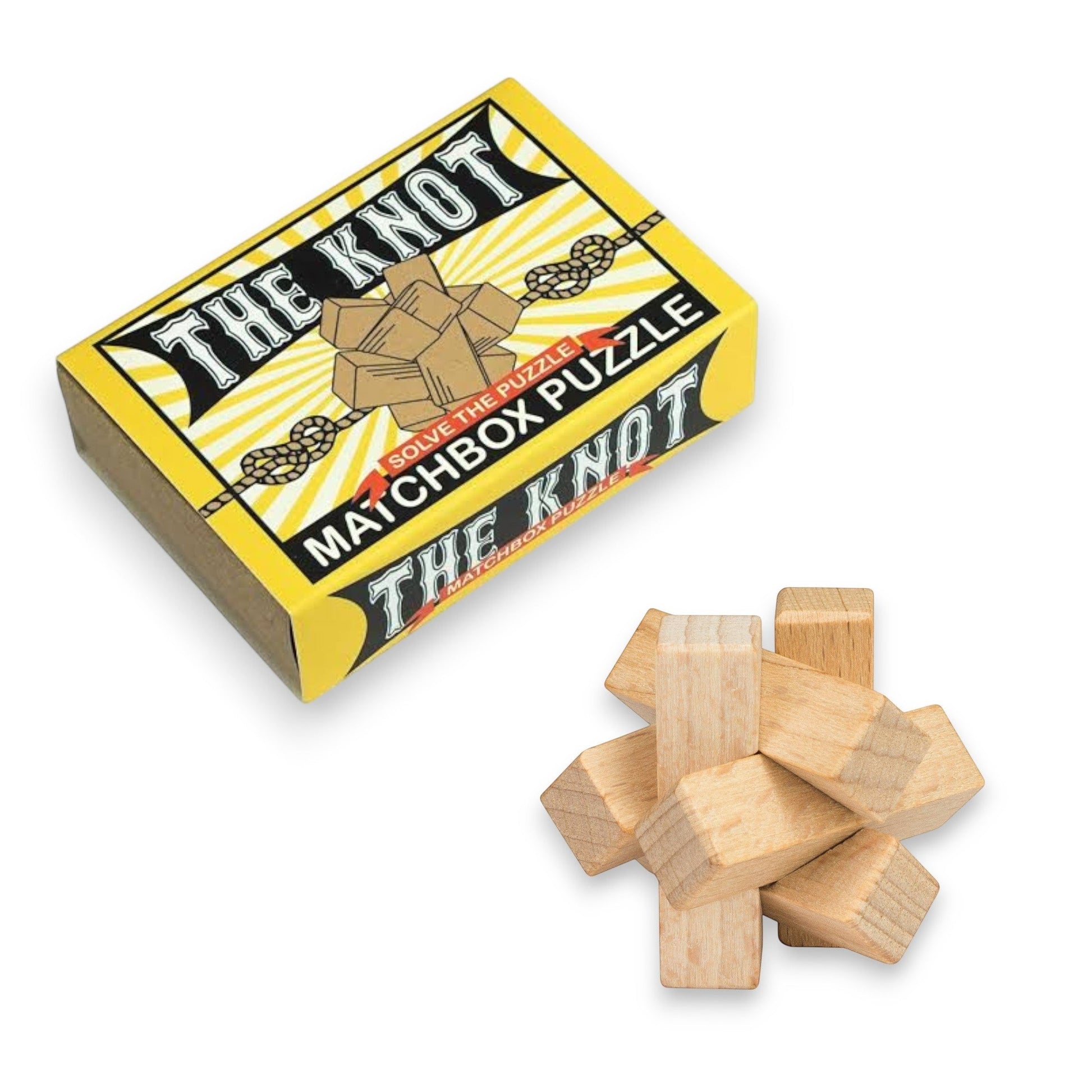 Mellow Monkey wooden burr puzzle brainteaser with interlocking geometric pieces on a white background