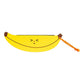 Mellow Monkey Kidoki wooden fruit harmonicas in watermelon and banana shapes with cute faces and colorful string ties.