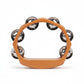 Mellow Monkey 6-1/2-inch natural wood handheld tambourine with metal jingles.