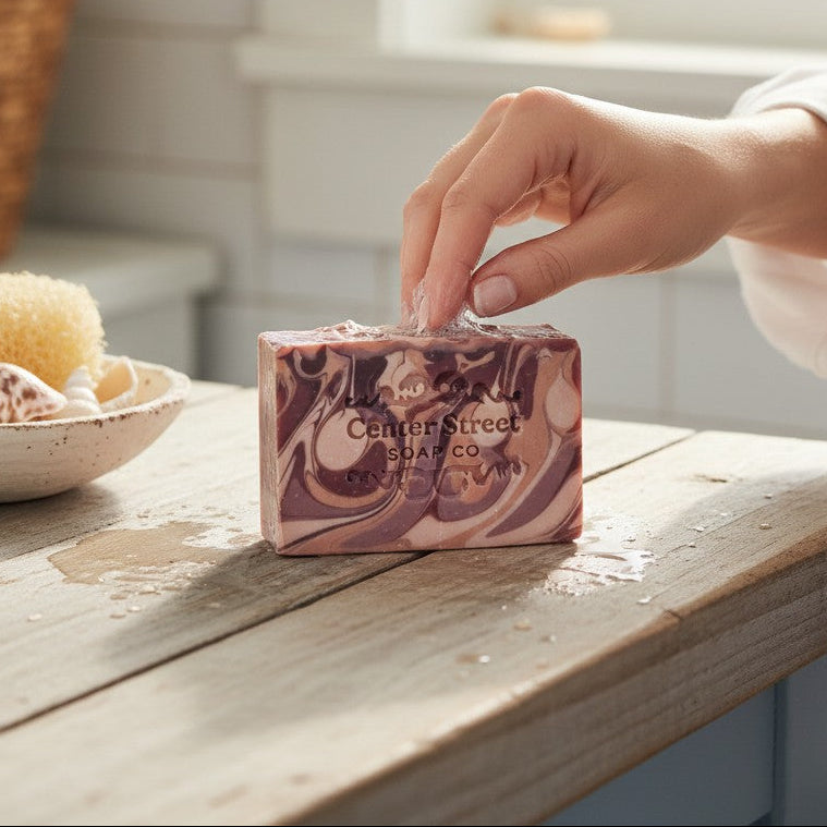 Mellow Monkey Woods vegan handmade bar soap with mahogany, cedarwood, and oakwood notes. 4-oz.