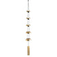 Mellow Monkey Woodstock Temple Bells Quintet featuring five brass bells on black cords for a soothing garden chime
