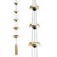 Mellow Monkey Woodstock Temple Bells Quintet featuring five brass bells with black cords for a meditative garden sound.