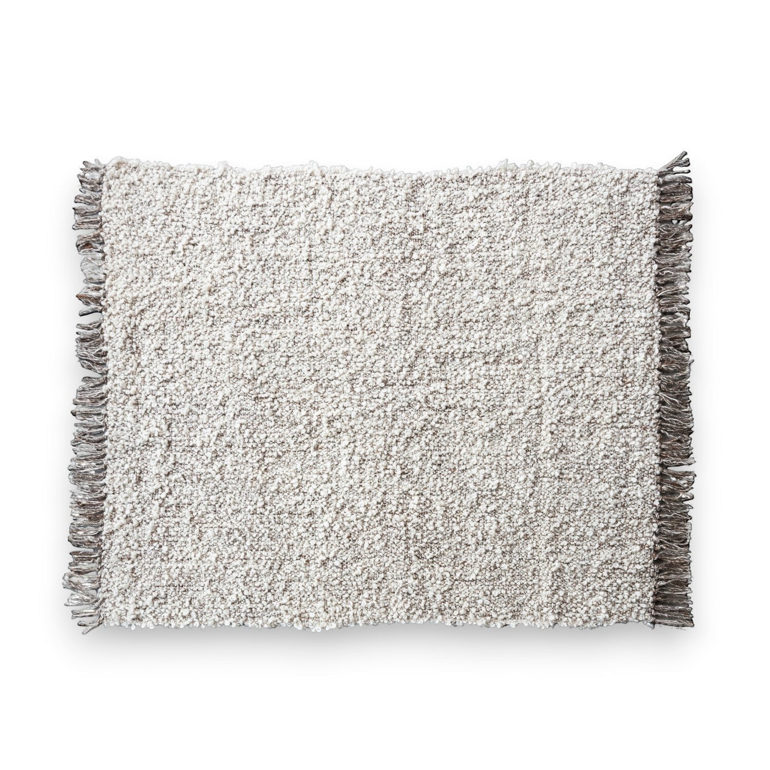 Mellow Monkey grey mélange wool blend shag throw blanket with fringe detail, 60 x 50 inches