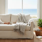 Mellow Monkey grey mélange wool blend shag throw blanket with fringe detail, 60 x 50 inches.