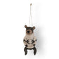 Mellow Monkey handcrafted wool felt bear ornament wearing a cream and brown patterned knit sweater for holiday decor.