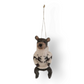 Mellow Monkey handcrafted wool felt bear ornament wearing a cream and grey patterned knit sweater
