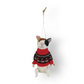 Mellow Monkey handcrafted wool felt cat ornament wearing a red and black patterned holiday sweater