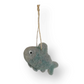 Mellow Monkey handcrafted wool felt fish ornament in shades of grey and blue with a rustic twine hanging loop.