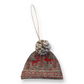 Mellow Monkey handmade wool felt hat ornament with red reindeer embroidery and a pom-pom for holiday tree decor