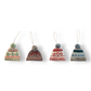 Mellow Monkey set of four handmade wool felt hat ornaments with festive embroidery and pom-poms for holiday decor