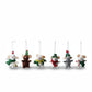 Mellow Monkey set of six handmade wool felt mice Christmas ornaments in festive holiday outfits hanging on strings
