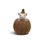 Mellow Monkey handmade wool felt pumpkin with a cute white mouse peeking out, perfect for autumn tabletop decor.
