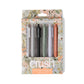 Mellow Monkey Crush Warmest Regards Work Life Imbalance pen set with six colorful ballpoint pens in floral packaging
