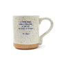 Mellow Monkey XO Dolly ceramic mug with speckled finish and inspirational quote about strong women in blue text