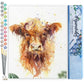 Mellow Monkey Yellow Cow paint by numbers kit for adults, 16"x20" advanced difficulty, includes numbered canvas, brushes, acrylic paints, and hardware.