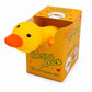 Mellow Monkey yellow duck squishy toy with orange beak in its branded display box for stress relief and sensory play