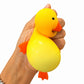 Mellow Monkey yellow duck squishy toy being squeezed in a hand for stress relief and sensory play