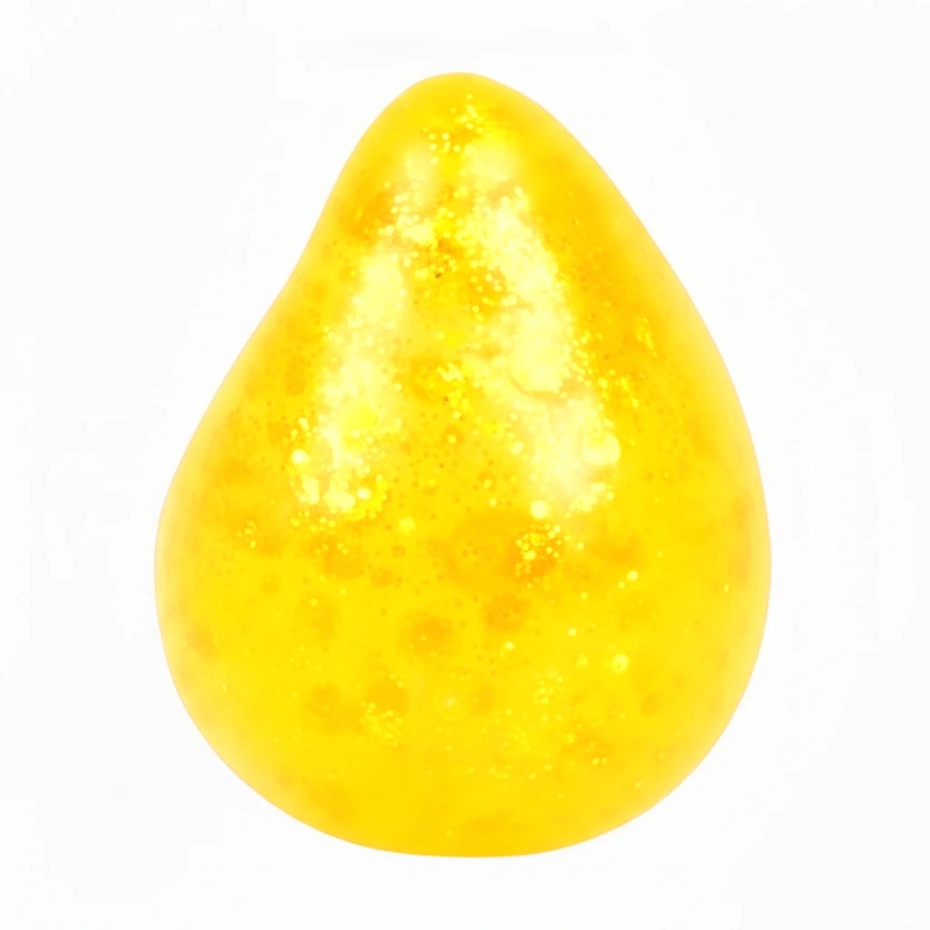Mellow Monkey yellow teardrop-shaped glittery sugar squisher fidget toy for stress relief