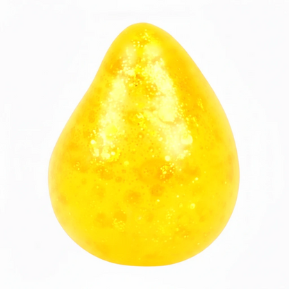 Mellow Monkey yellow teardrop-shaped glittery sugar squisher fidget toy for stress relief